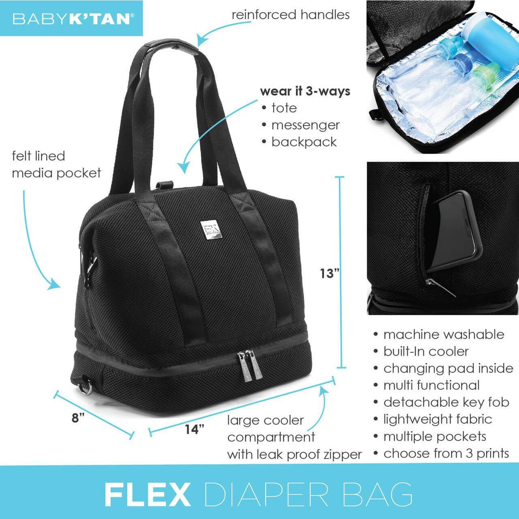 Baby K'Tan Flex Convertible Diaper Bag - Mesh Black