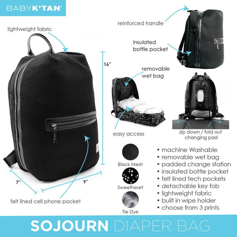 Baby K'Tan Sojourn Backpack Diaper Bag - Mesh Black