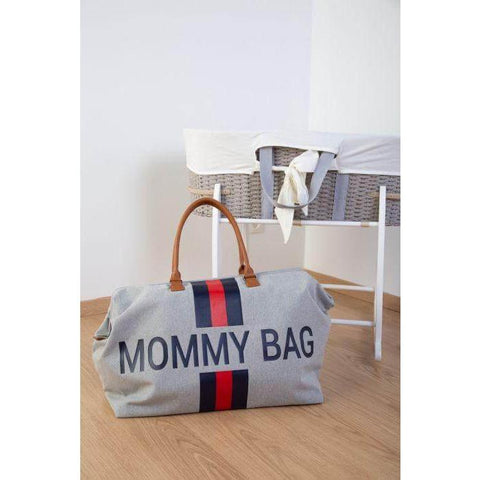 Mommy Bag Stripes Diaper Bag - Limited Edition Grey With Red/Blue Stripe