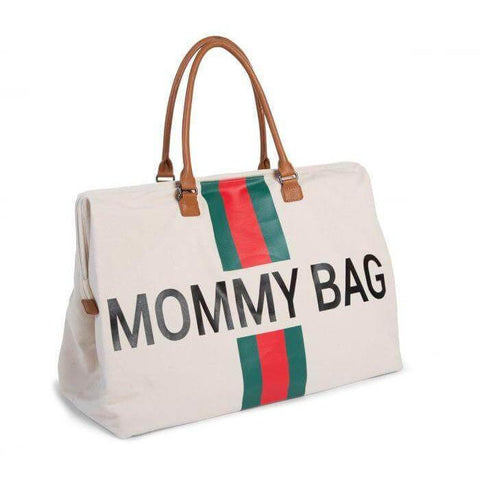 Mommy Bag Stripes Diaper Bag - Limited Edition Off White With Green/Red Stripe